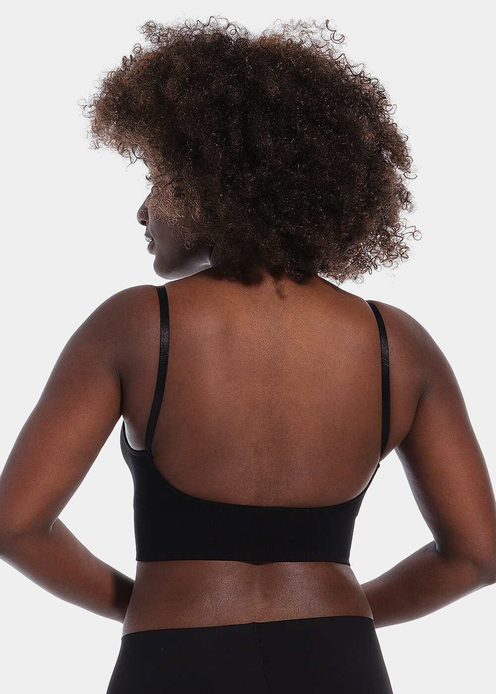 Women's Low Back Bra Lace Glossy U Shape Backless Bra 38B Black