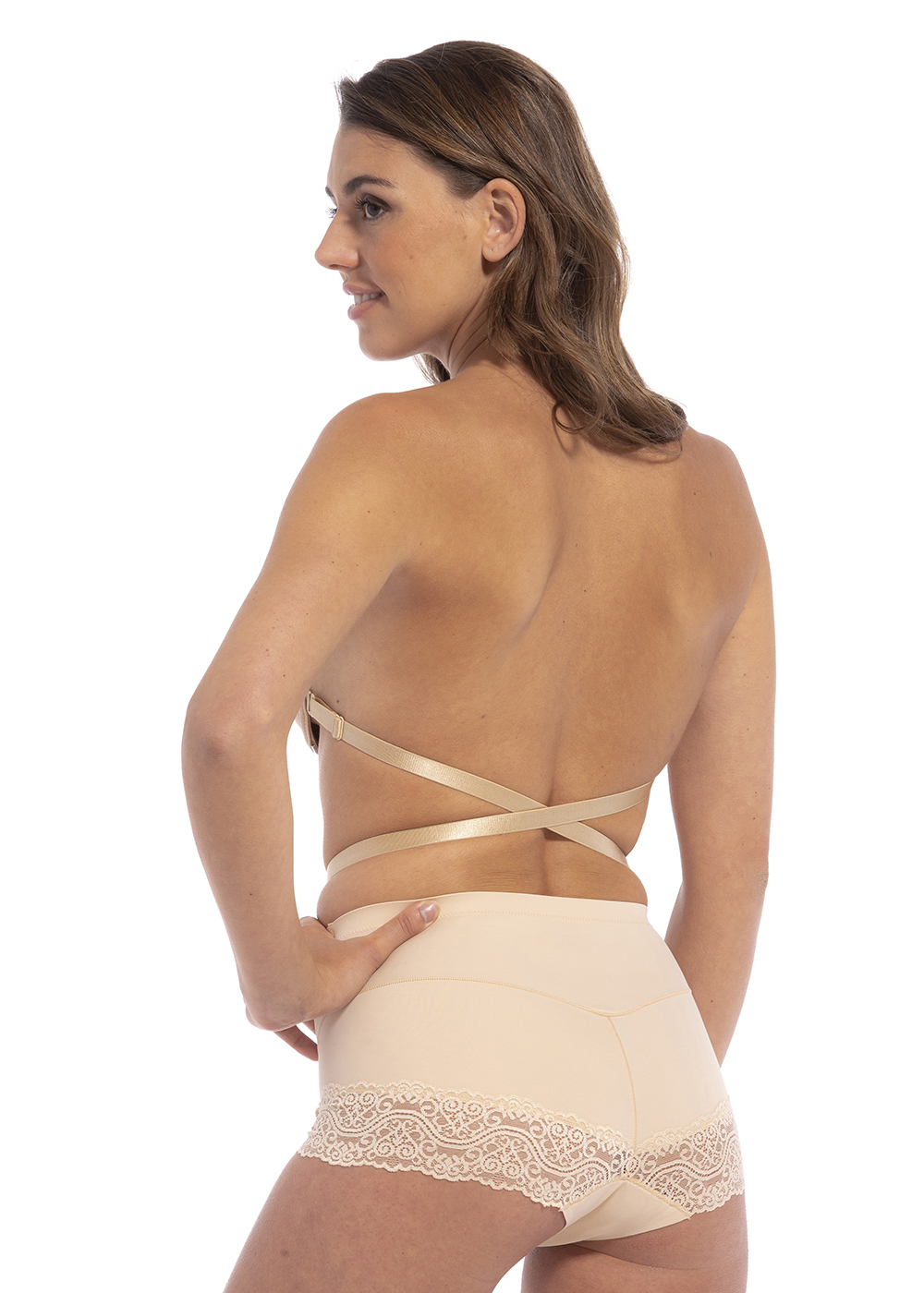 Prevently Women's Low Back Bra Lace Glossy U Shape Backless Bra