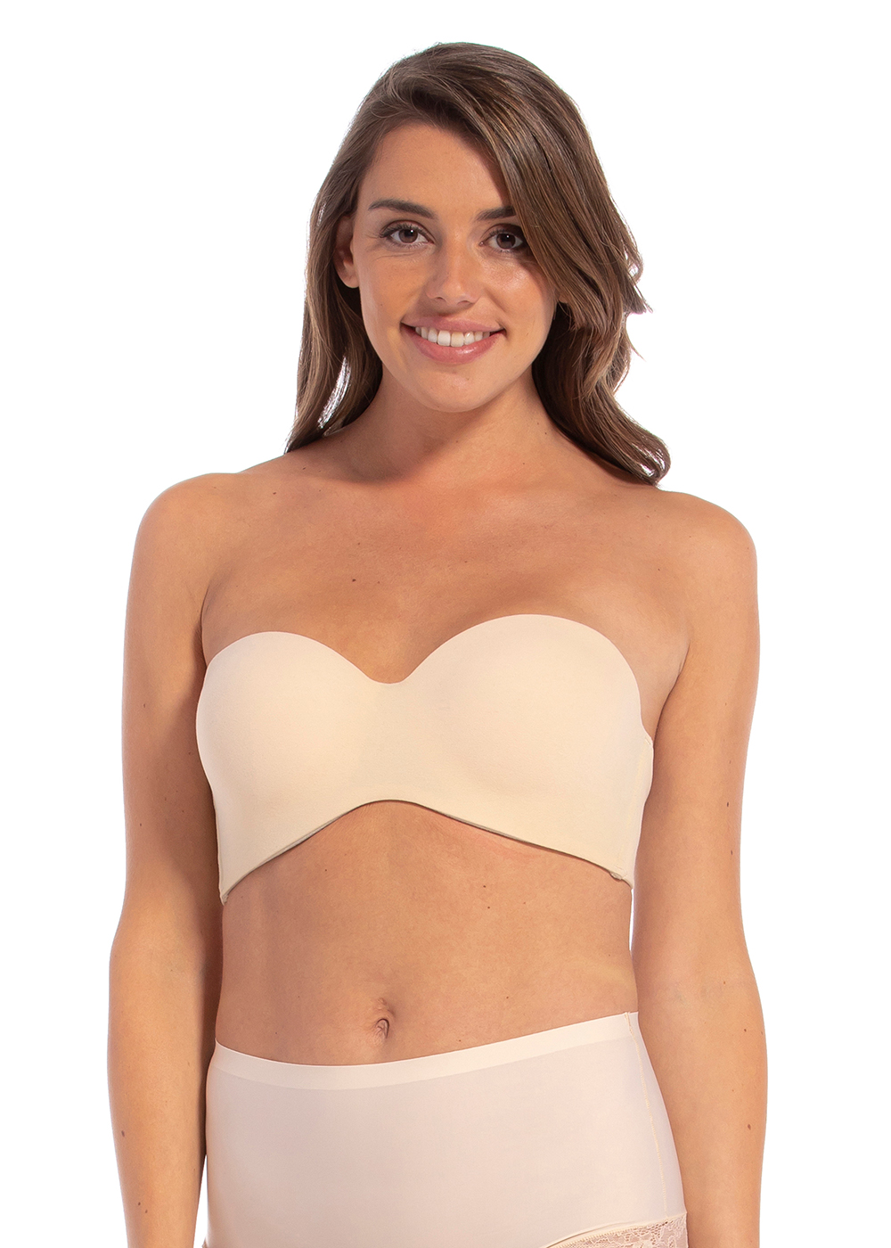 Double Layered Strapless Bra With Removable Padded Top And